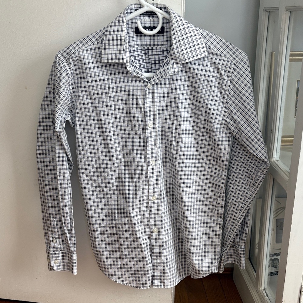 Michael Kors Black and White Checkered Button Down Shirt Youth Boys 14